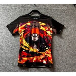 Naruto Shippuden Pain Akatsuki T-Shirt Men’s M Black Anime All Over Print